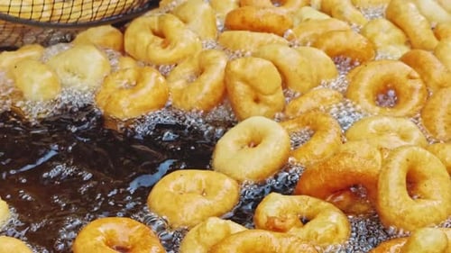 Delicious Traditional Turkish Dessert Lokma Donut Dough Cooking In Oil 8