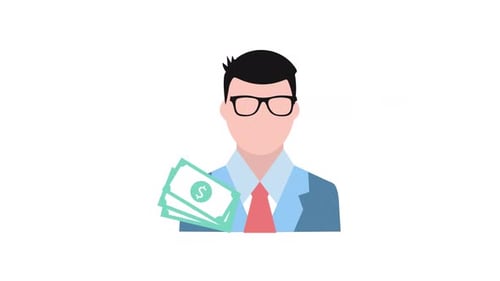 Flat Design Animated Business Man with Money