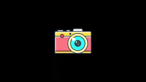 Animated Flat Design Camera Icon for Photography Projects