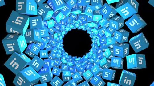 3D LinkedIn Cubes Tunnel Logo Reveal