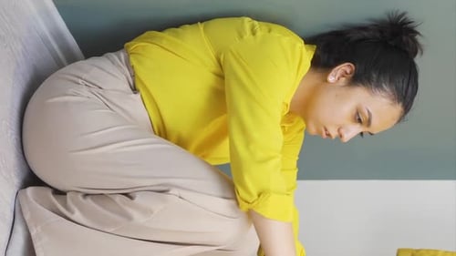 Close Up of Young Brunette Woman Indoors