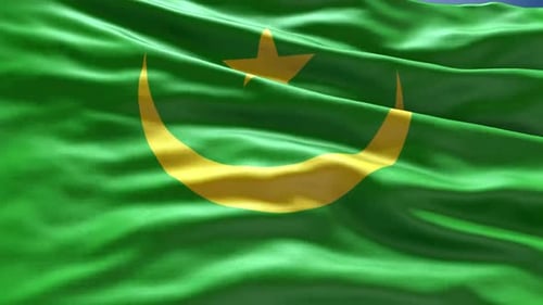 Realistic Mauritania Flag Waving Seamless Loop Animation