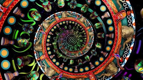 Colorful Animated African Tribal Art Spiral Loop