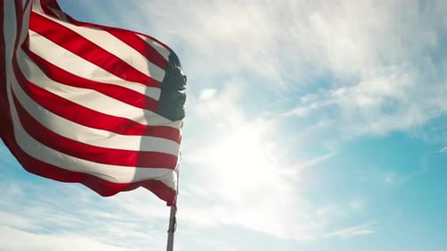 American Flag Waving Proudly in the Wind
