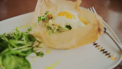 Close-up of a delicious egg on a plate