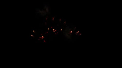 Explosion with trails and fireball, transparent background