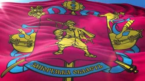Zaporizhzhia Oblast Flag Realistic Waving
