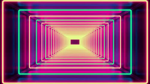 Vibrant Neon Geometric Tunnel Loop Background