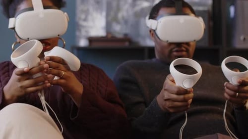 Couple Enjoys Virtual Reality Gaming at Home