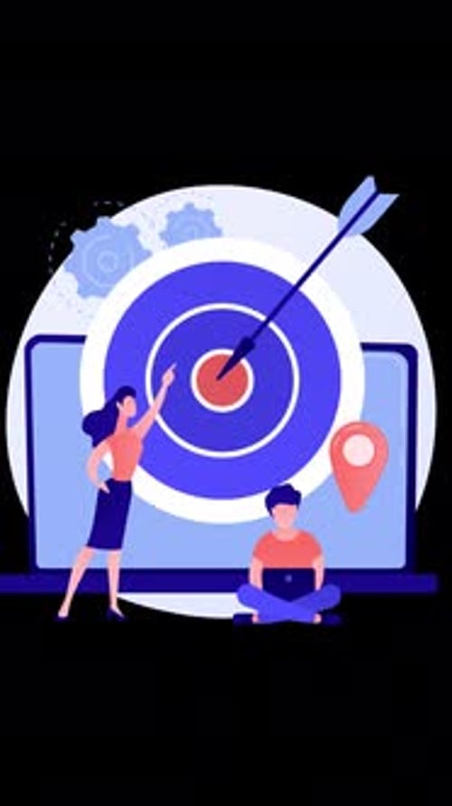 Businessmen Research With Arrows Hitting Target On Vertical On Alpha Channel