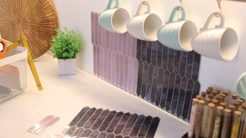 Charming Kitchen with Stylish Tiles and Modern Decor