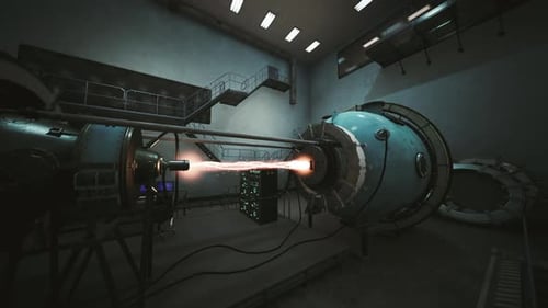 Advanced Scifi Laboratory Showcasing a Futuristic Energy Reactor in Action