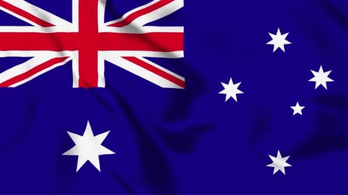 Realistic Australian Flag Waving Fabric Animation Seamless Loop