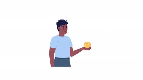 Homme animé donnant de l'argent à une œuvre caritative