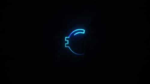 Neon Blue Euro Symbol Reveal