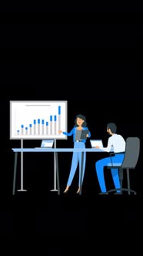 Office Workers Talking About The Project In The Meeting Vertical Alpha Channel
