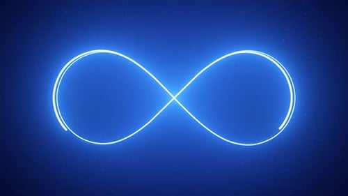 Abstraktes 3D-Endlosschleifensymbol Neon-Schleife Unendliches