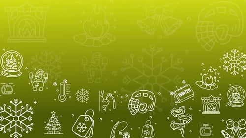 Winter and Christmas Line Art Icons Animation Loop