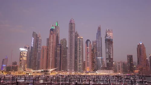 Evening view of The Tallest Block, Dubai Marina, Dubai