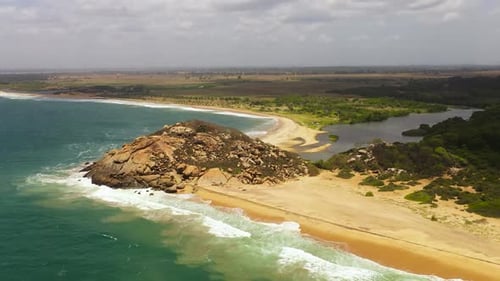 Tropical Landscape with Beautiful Sandy Beach and Blue Sea