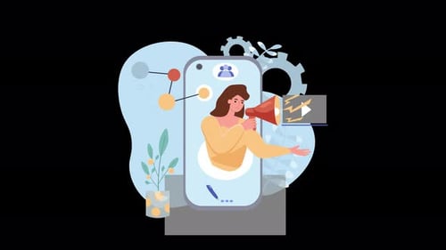 Animated Digital Marketing Communication via Smartphone Illustration