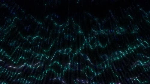 Abstract Glowing Particle Wave Computer Digital Data Animation Background. High Tech Futuristic Dig