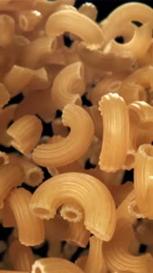The Dry Pasta Flies Up and Falls Down Filmed on a Highspeed Camera at 1000 Fps