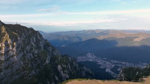 Aerial view of the Bucegi Mountains, Romania
