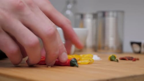 Person Cooking Spicy Food, Static Camera