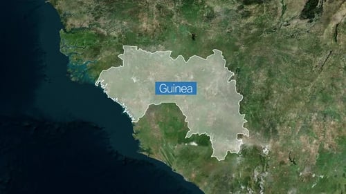 Animated Satellite Map Zoom to Guinea with Outline