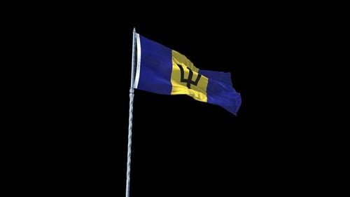 Realistic Waving Barbados Flag Seamless Loop Animation