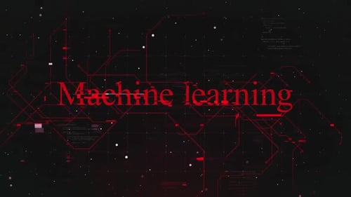 Machine Learning Text Over Futuristic Cyberspace Background