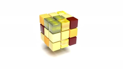 3D Colourful Fresh Diced Tropical Fruit Cubes Arranged in a Geometric Able to Loop Endless