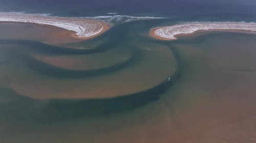 Aerial view of Raudisandur beach in Iceland.