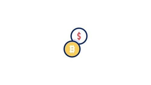 Flat Design Bitcoin and Dollar Currency Swap Animation