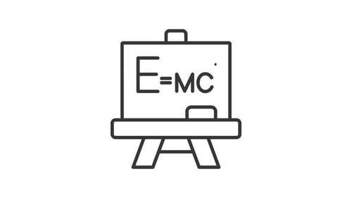 Animiertes Liniensymbol für den Physikunterricht. Animation der Energieformel