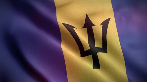 Dynamic Waving Flag of Barbados Video Background