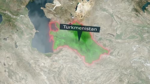 Turkmenistan Satellite Map Location Pin Animation