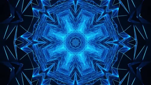 Blue abstract design with star in the middle. Kaleidoscope VJ loop