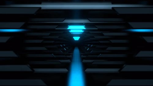 Cyanfarbener einfacher Sci-Fi-Korridor-Hintergrund Vj Loop I 4K