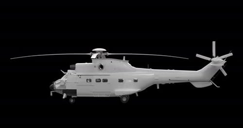 Military Helicopter Rotating on Alpha Channel – Seamless 4K Loop