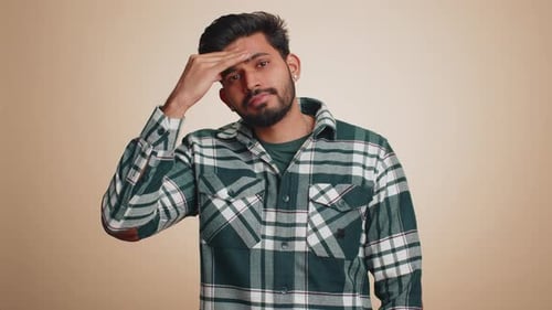 Man With Headache and Cough in Studio