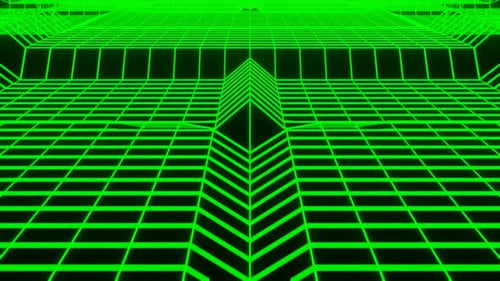 Animación de fondo abstracto VJ Loop de Neon Green Cyber Wavey en 4K