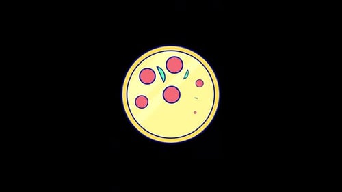 Flat Design Animated Pizza Graphic with Topping Reveal