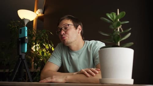 Man on Video Call With Smartphone