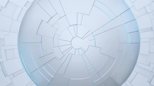 Futuristische weiße abstrakte geometrische Oberfläche mit kreisförmigem Tech-Muster