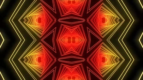 Dynamic neon tunnel animation with vibrant geometric patterns flowing smooth