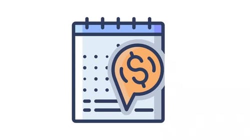 Financial Calendar with Dollar Sign Icon Flat Design Animation