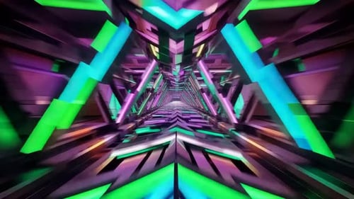 Futuristic Neon Cyberpunk Space Tunnel VJ Loop