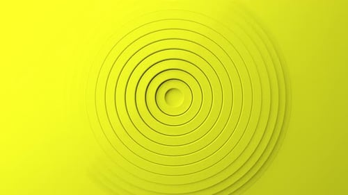 Abstract Geometric Expanding Circles Yellow Background